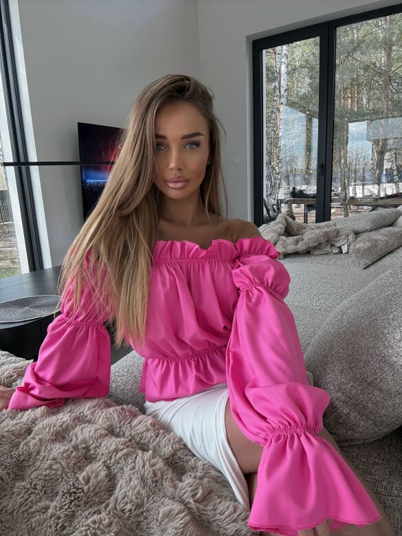 Bluzka Romanza hiszpanka z wiskozą różowa 