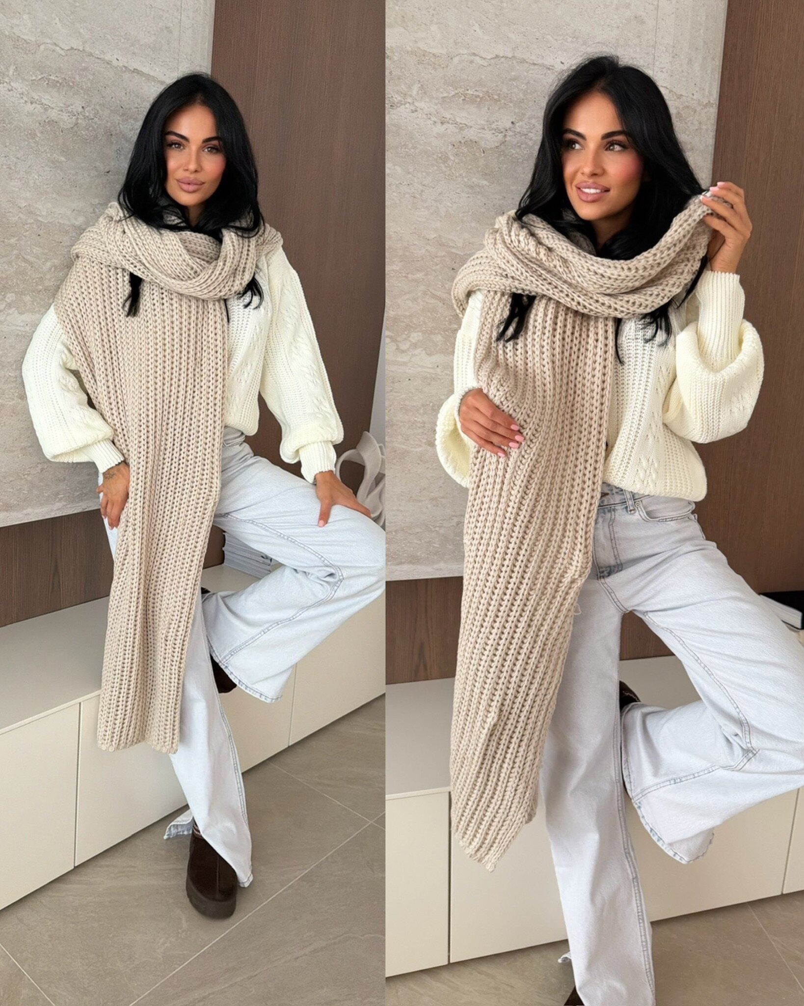 Szal Certado jasnobeżowy 