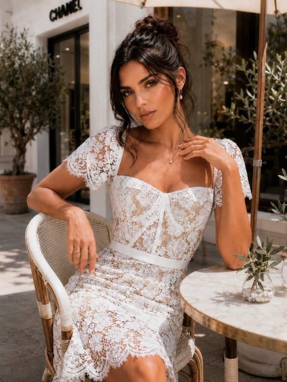 Dress Paula midi lace white