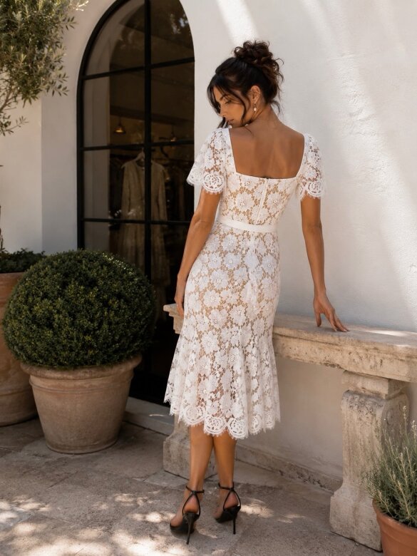 Dress Paula midi lace white