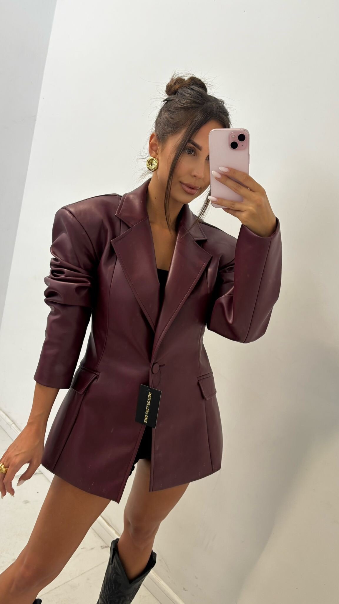 Marynarka Leonida eko skóra bordowa