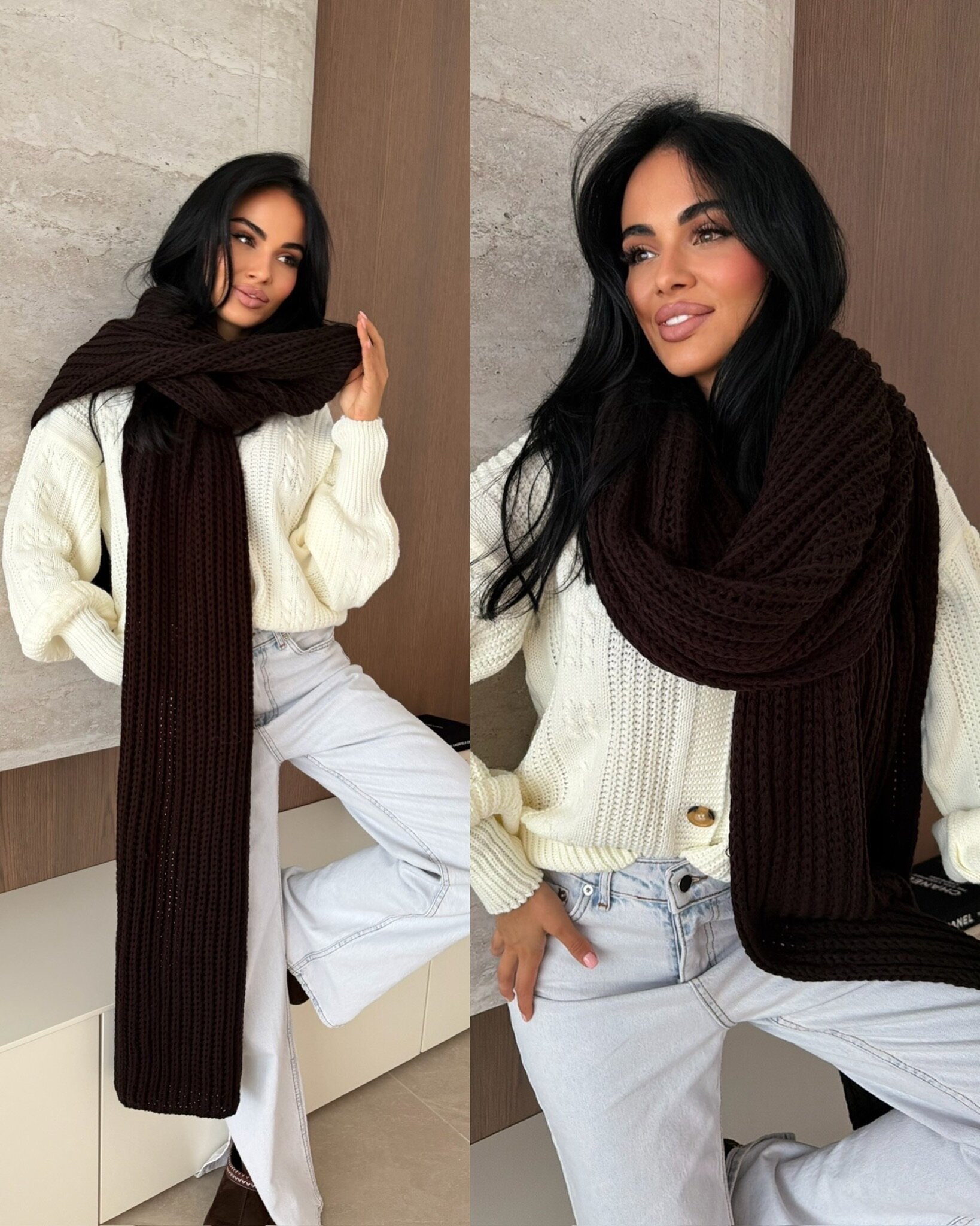 Szal Certado ciemnoczekoladowy 