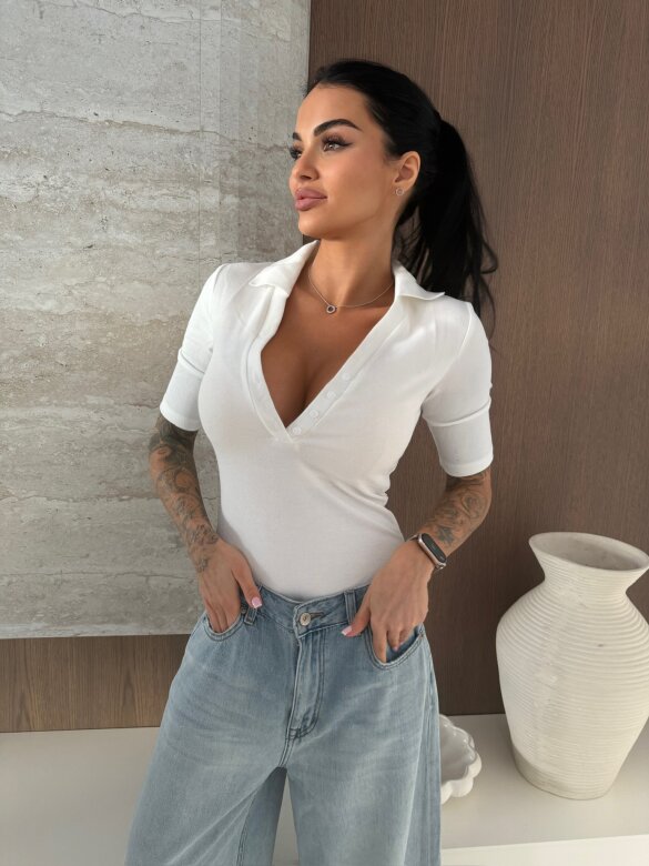 Body Jazmin z kołnierzem białe