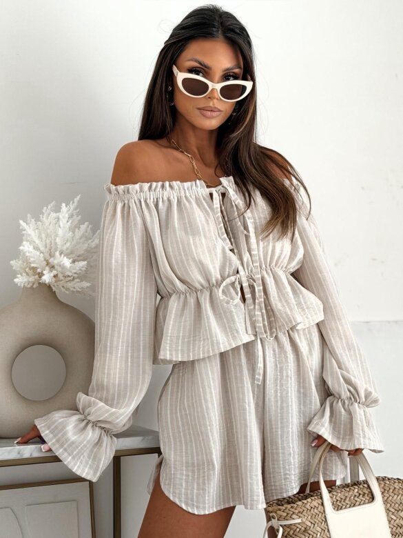 Set 2in1 Lunello with cotton beige-white
