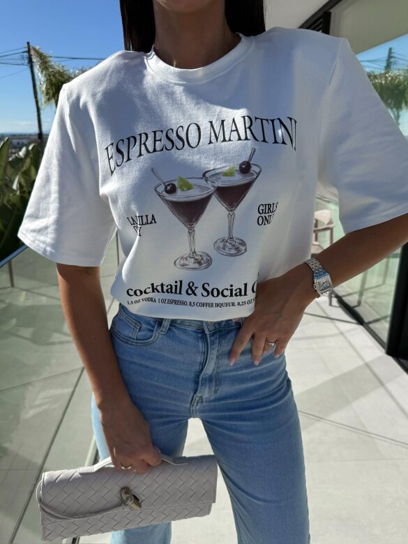 T-shirt Espresso Martini biały