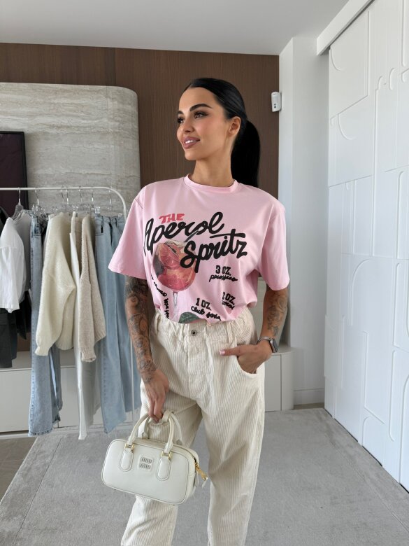 T-shirt A Glass Of Aperol pudrowy 