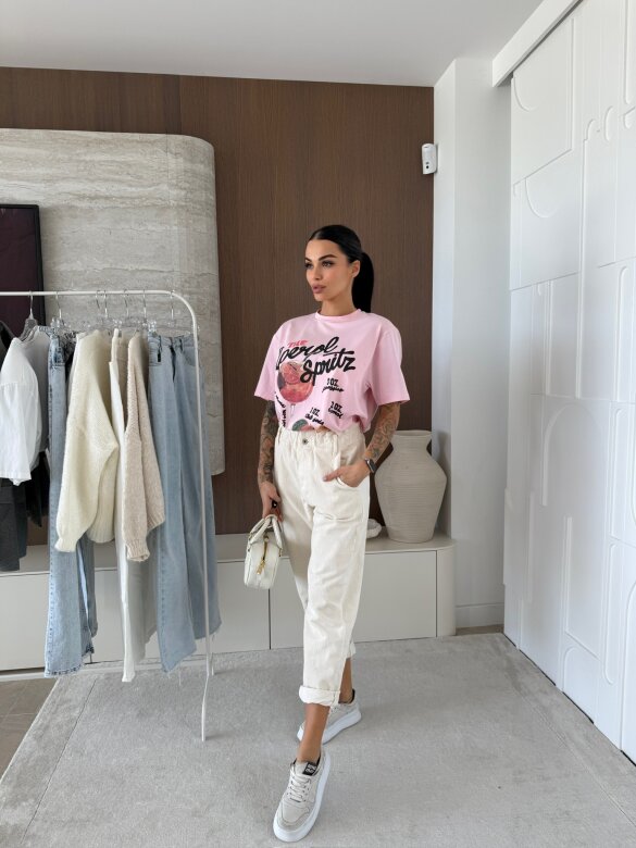 T-shirt A Glass Of Aperol pudrowy 