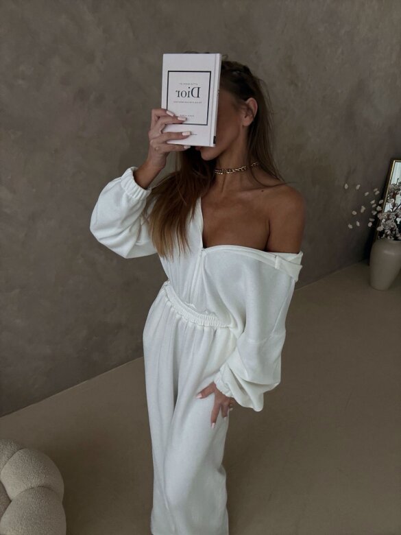 Kombinezon Lorisson II z wełną biały 