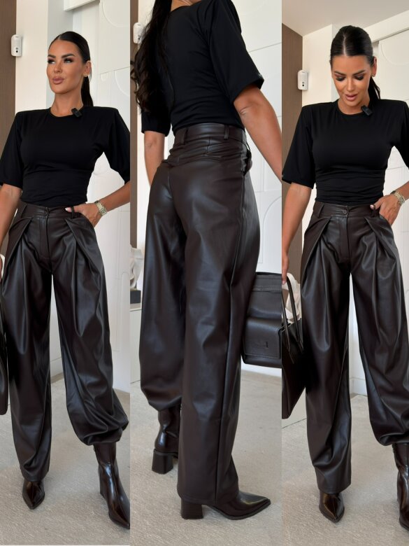 Trousers Cerro eco leather chocolate