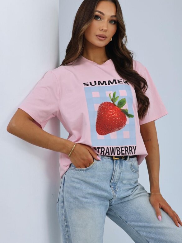 T-shirt Strawberry pudrowy