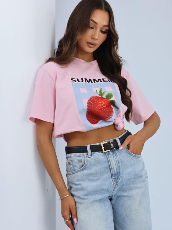 T-shirt Strawberry pudrowy