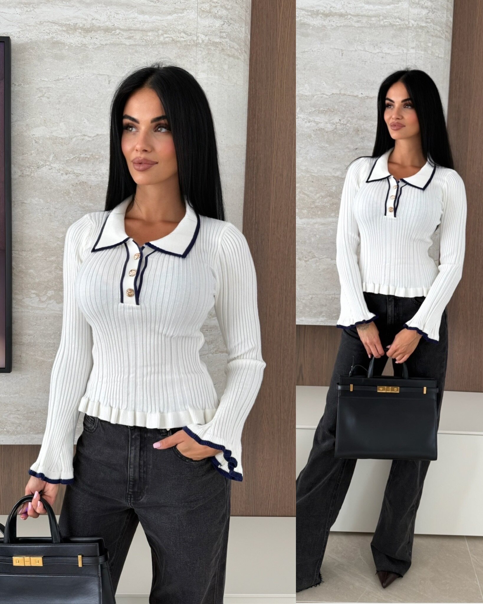 Sweter Regale biało-granatowy