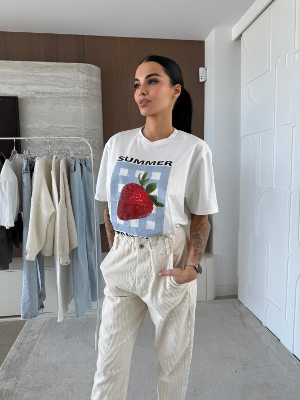 T-shirt Strawberry biały 