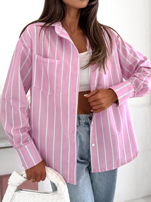 Shirt Brooklyn with cotton pink-white