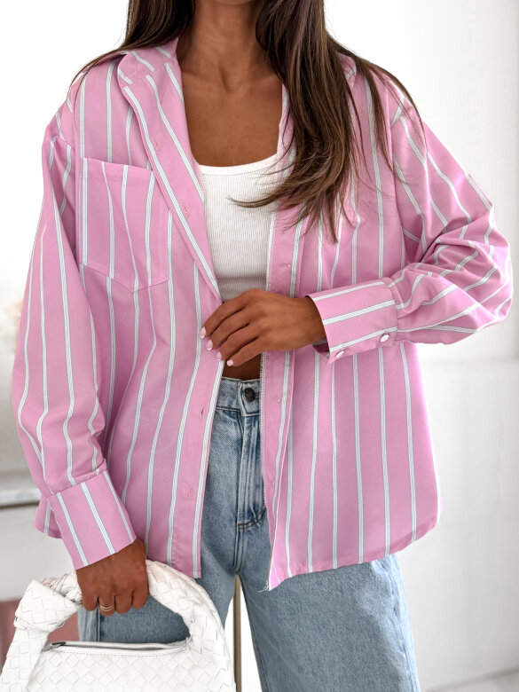 Shirt Brooklyn with cotton pink-white