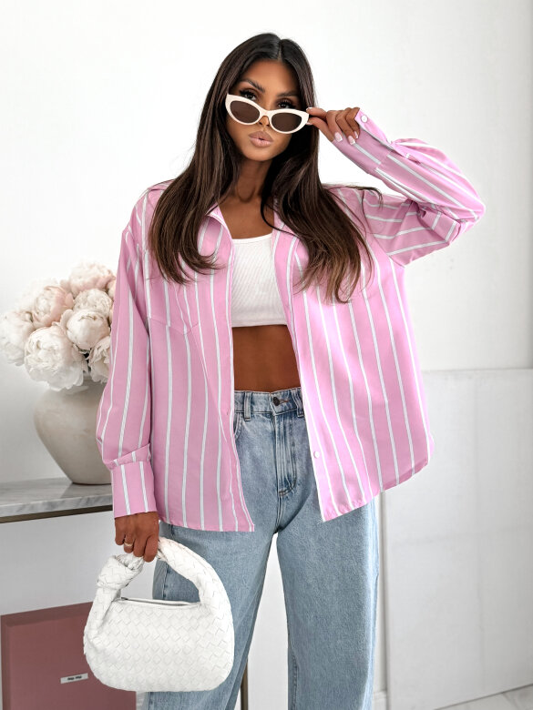Shirt Brooklyn with cotton pink-white