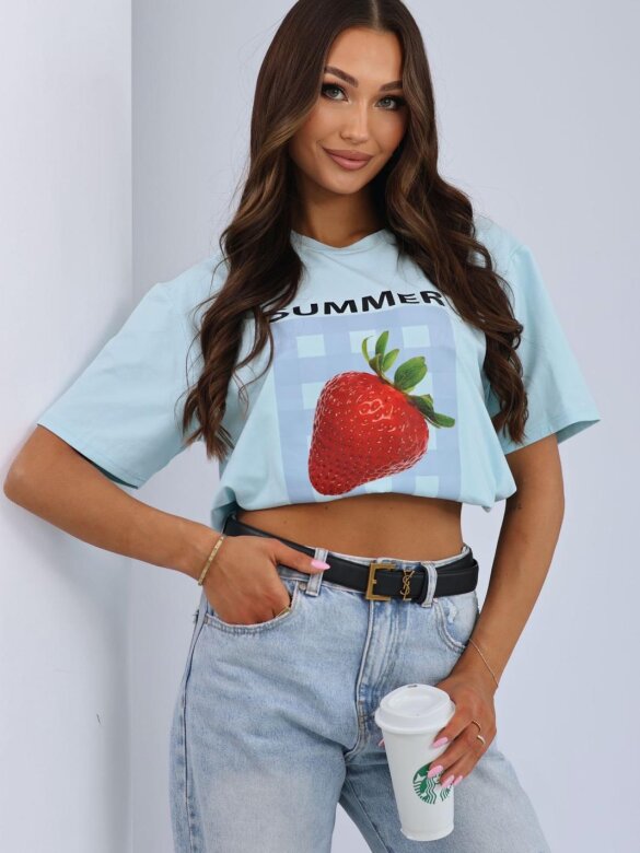 T-shirt Strawberry błękitny 