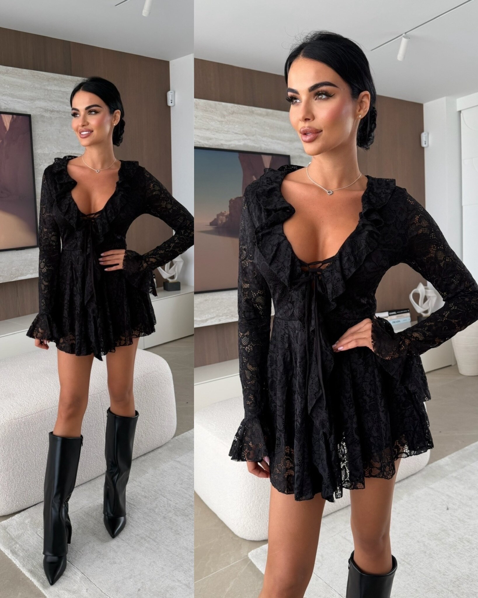 Kombinezon Freed koronkowy czarny