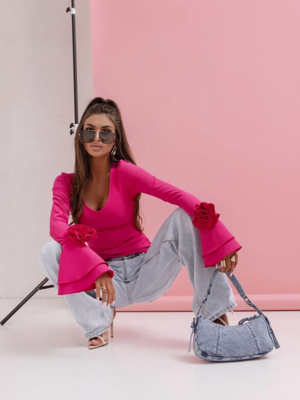 Bluzka Rosaletta z różami fuksja 