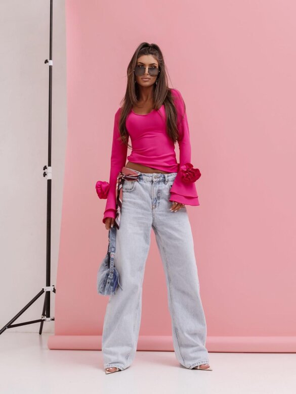 Bluzka Rosaletta z różami fuksja 