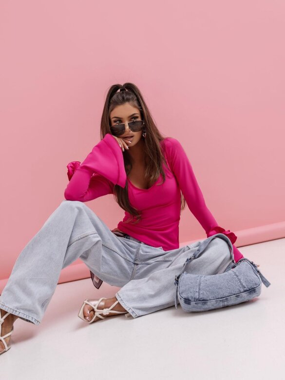 Bluzka Rosaletta z różami fuksja 