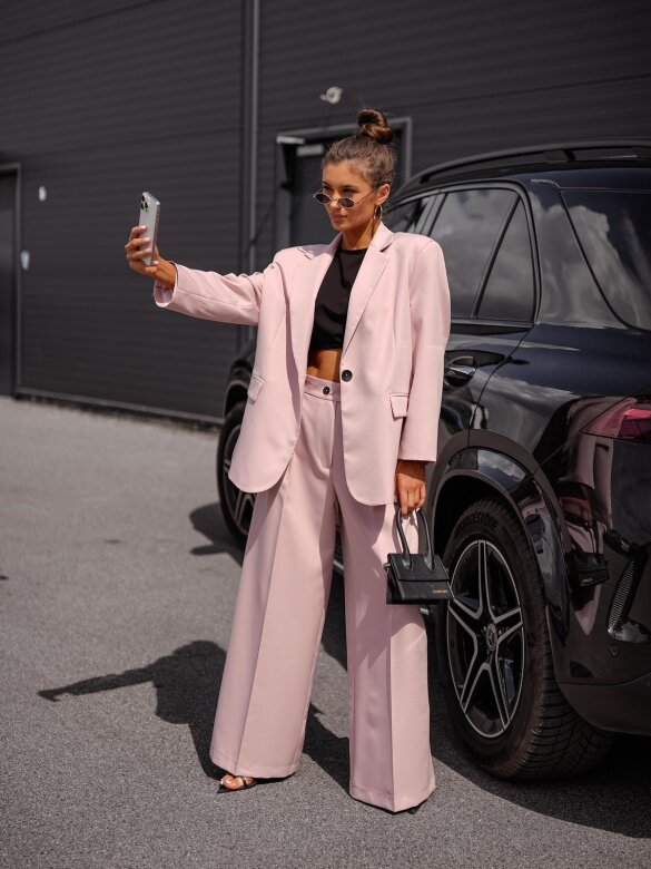 Spodnie Dileva elegant pudrowe 