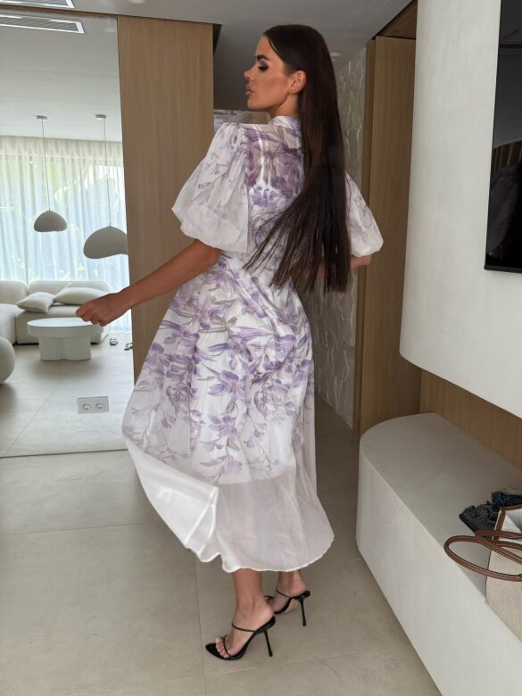 Sukienka Alice maxi biało-lilac