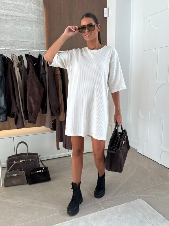 Sukienka Vivente prążkowana waniliowa 