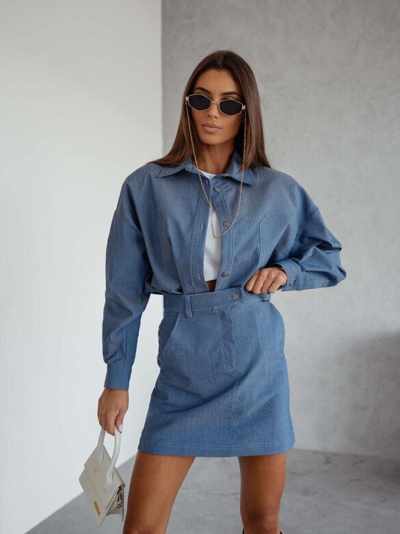 Koszula Margareth oversize jeans niebieska