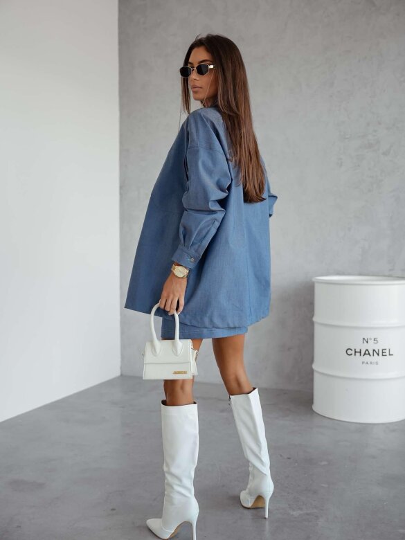 Koszula Margareth oversize jeans niebieska
