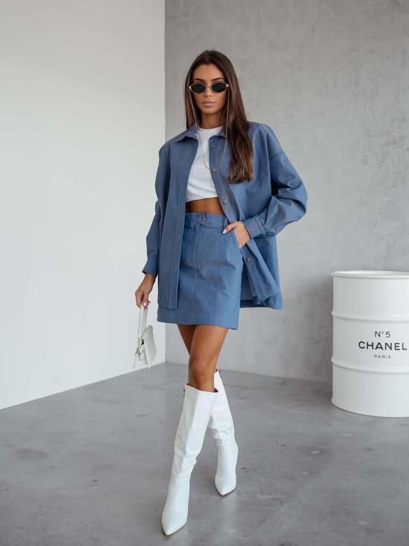 Koszula Margareth oversize jeans niebieska