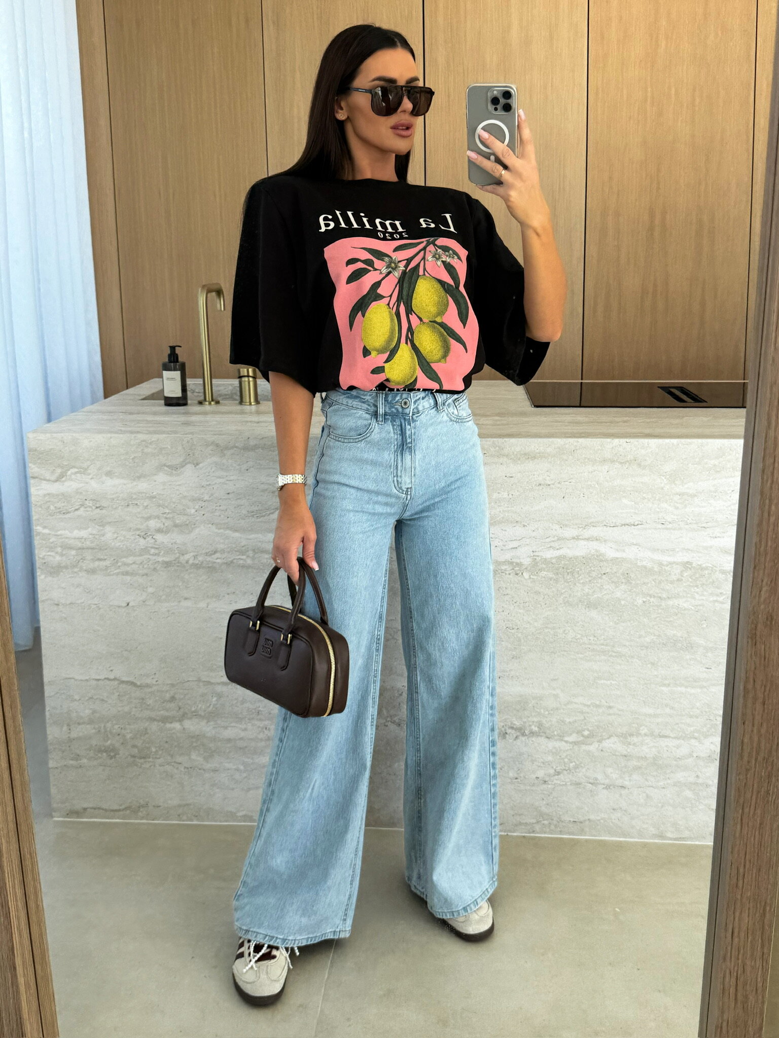 Spodnie Monde Wide Leg jeans jasnoniebieskie