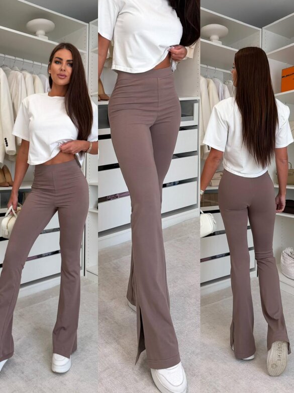 Legginsy Conte z rozcięciem 95% bawełna mocca