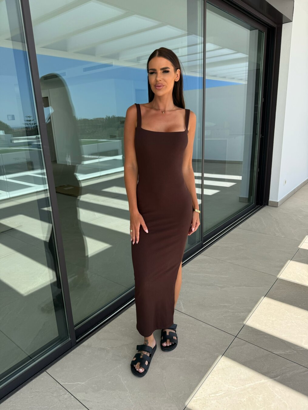 Dress Lentina maxi chocolate 8