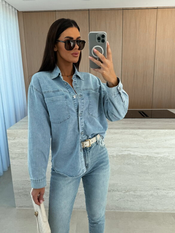 Koszula Perey jeans jasnoniebieska