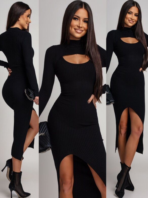 Sukienka Casey prążkowana czarna
