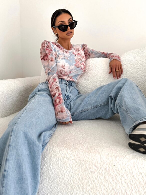 Bluzka Mary z siateczką niebiesko-pudrowa 