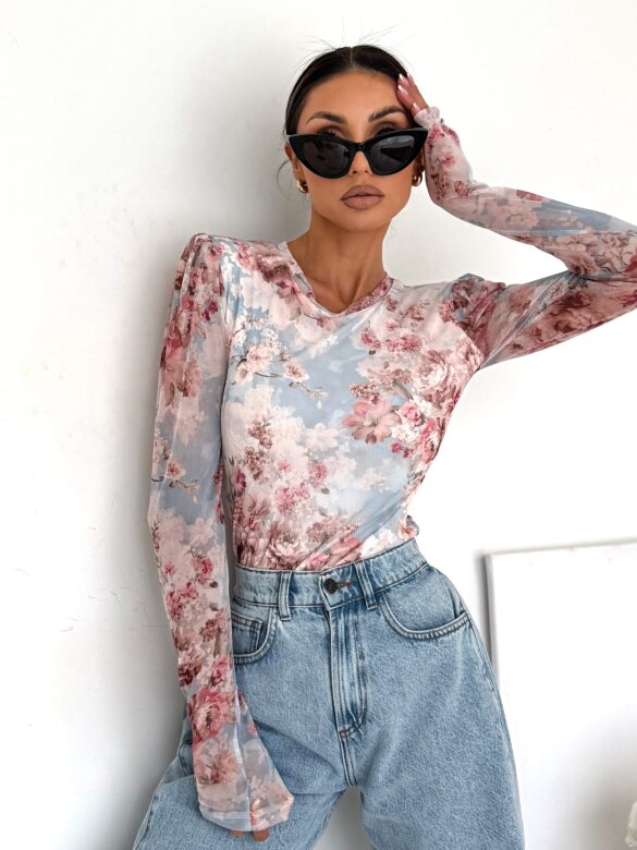 Bluzka Mary z siateczką niebiesko-pudrowa 