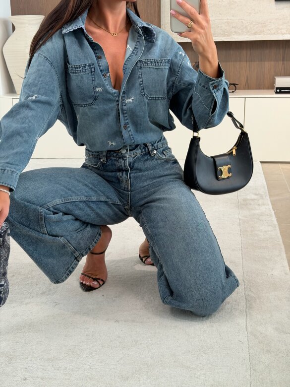 Koszula Vellia jeans niebieska