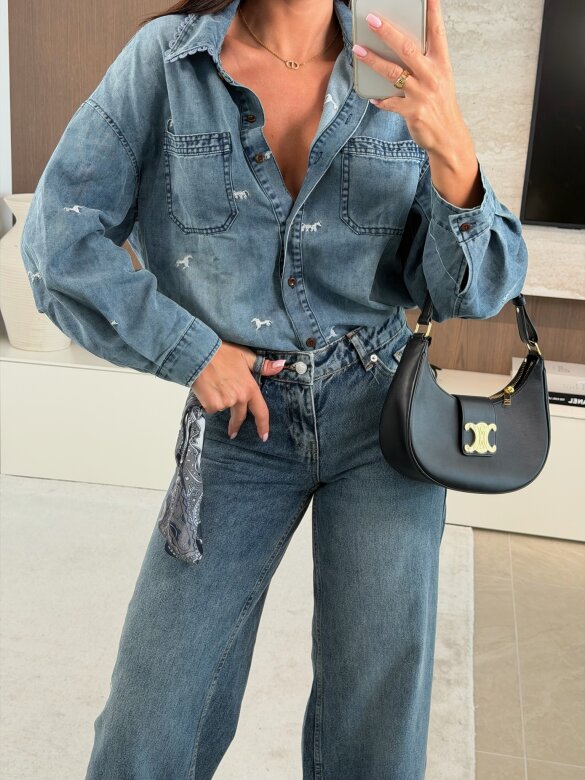 Koszula Vellia jeans niebieska