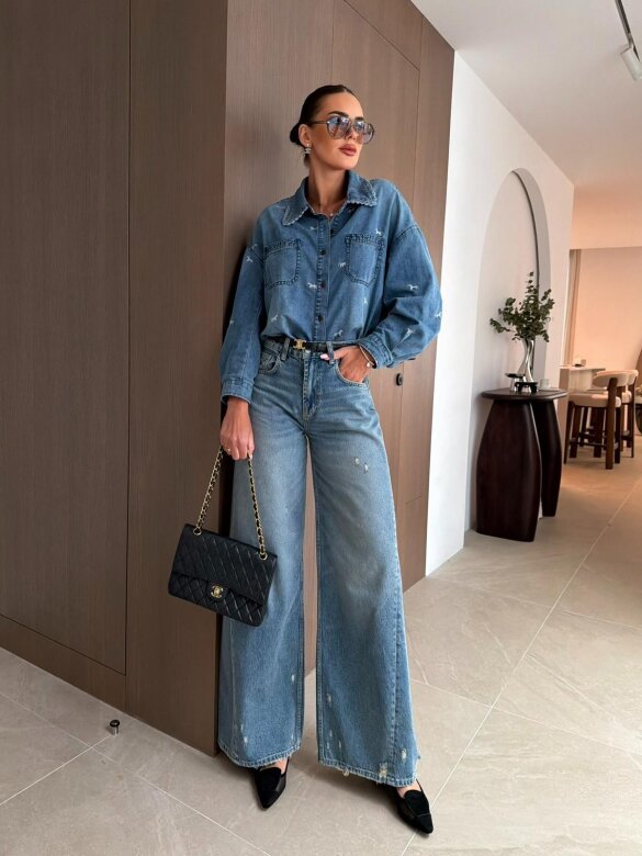 Koszula Vellia jeans niebieska