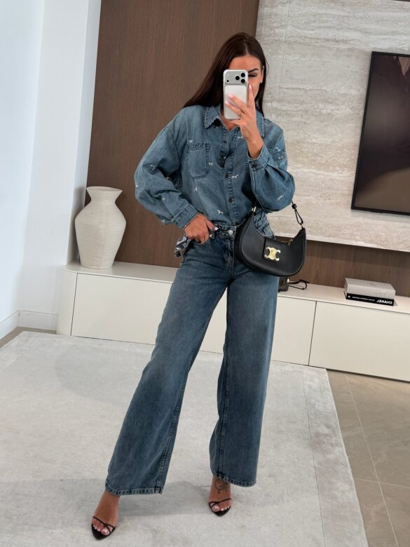 Koszula Vellia jeans niebieska