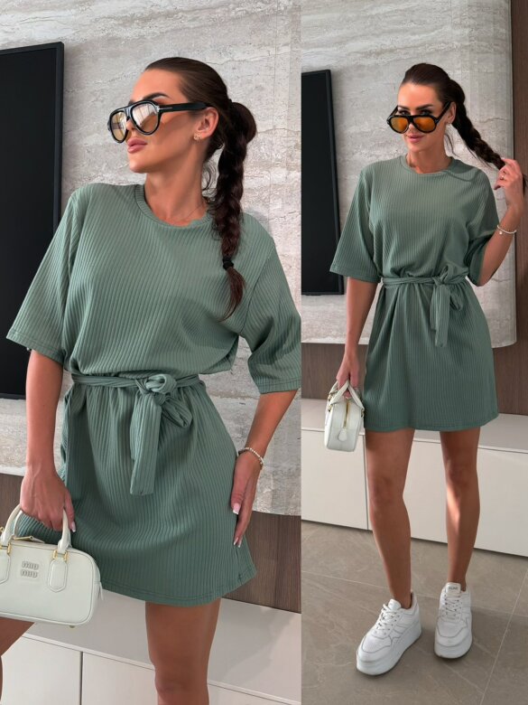 Sukienka Sellenies prążkowana matcha