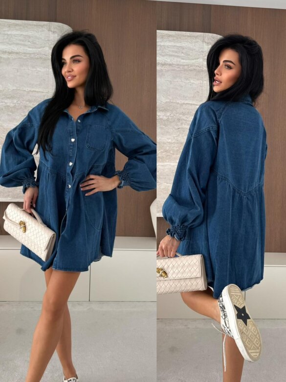 Sukienka Floris jeans ciemnoniebieska