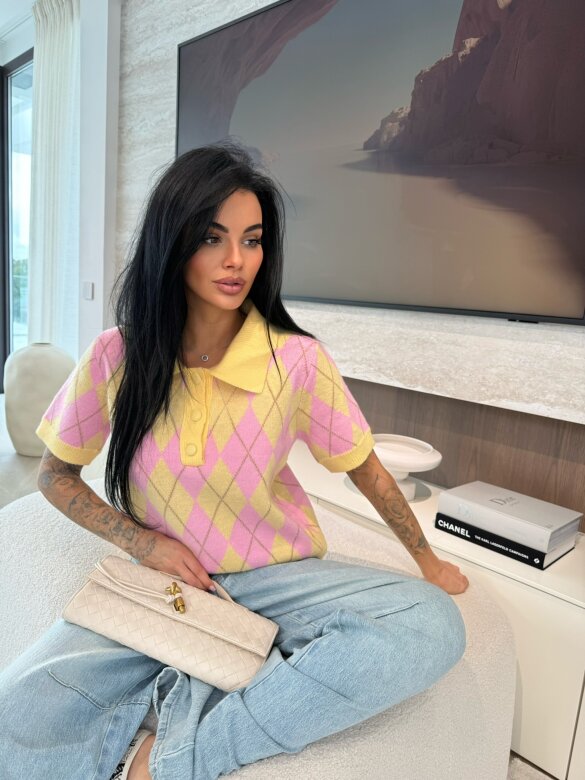 Sweter Verdis żółto-pudrowy