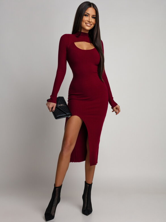 Sukienka Casey prążkowana bordowa 