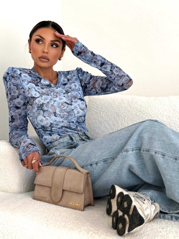 Bluzka Mary z siateczką niebieska