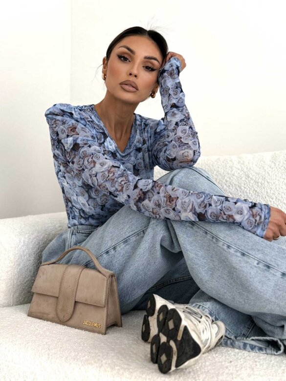 Bluzka Mary z siateczką niebieska