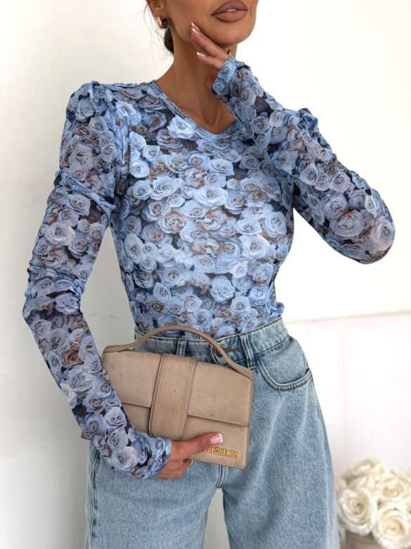 Bluzka Mary z siateczką niebieska