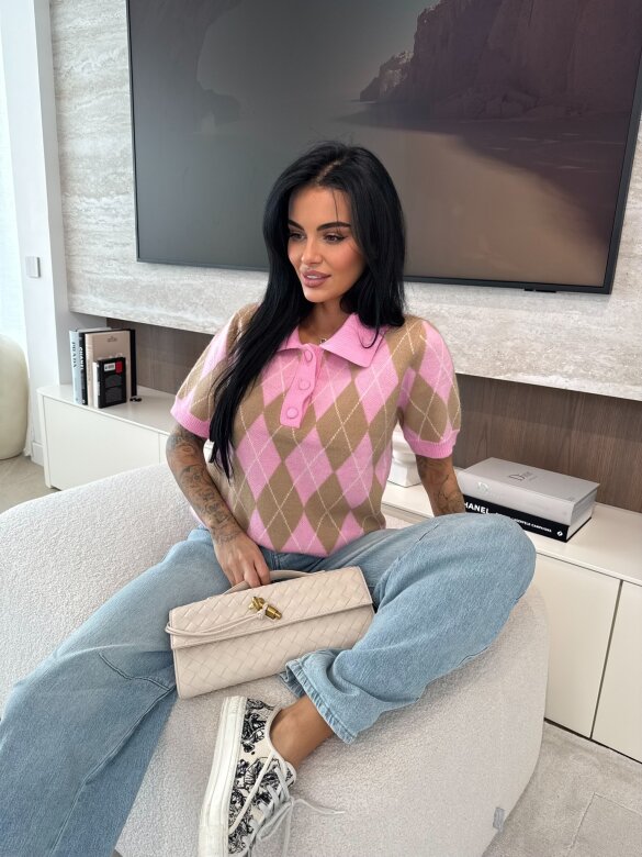 Sweter Verdis różowo-brązowy